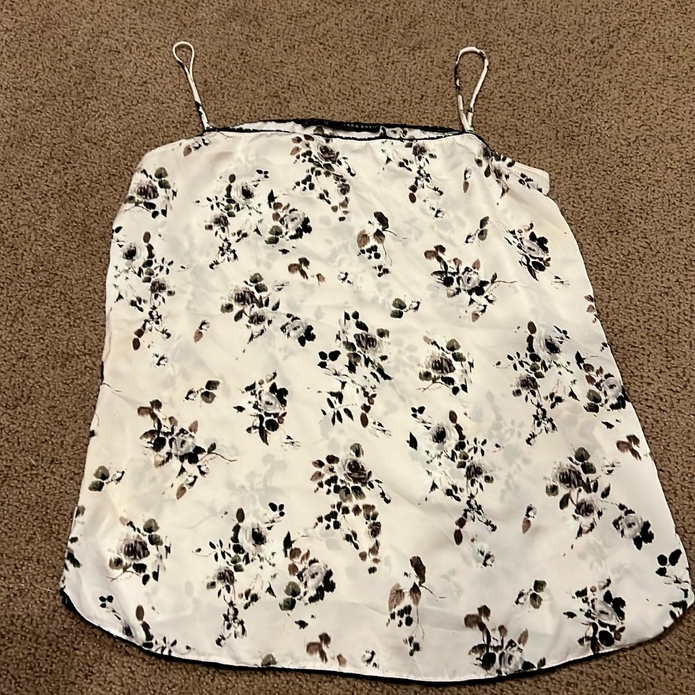Zara floral tank top extra small‎ black cream white flowers